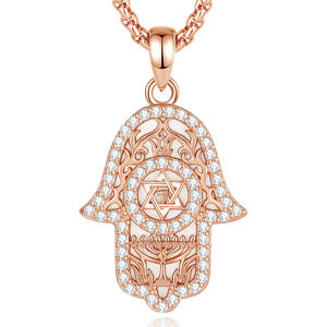 Merryshine 925 plata esterlina circón <span class=keywords><strong>estrella</strong></span> religiosa <span class=keywords><strong>de</strong></span> <span class=keywords><strong>David</strong></span> joyería judía hueca <span class=keywords><strong>HAMSA</strong></span> Hansa mano <span class=keywords><strong>de</strong></span> Fatma colgante collar - Product Image 1