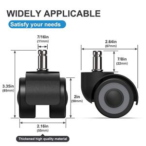 Roda resistente de borracha macia 50mm, roda resistente da cadeira do escritório substituição com 4 rolamentos de esferas do rolador para chão de madeira - Product Image 5