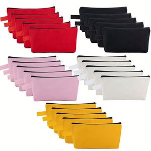 Wholesale Blank White Pencil <b>Case</b> Canvas Diy Craft Zipper Travel Toiletry Cosmetic Sotage Custom Cotton <b>Makeup</b> Bag With Logo - Product Image 1