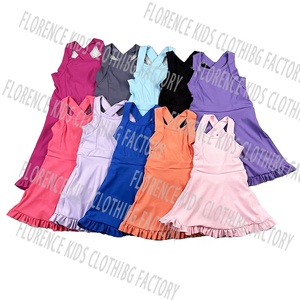 Robe Athleisure Bicolore Crème et Marron DH ODM pour Filles, Esthétique Terrestre, Justaucorps Débardeur, Robe Évasée en Maille Neutre pour Tout-Petits - Product Image 2