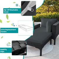 Ensemble de canapés de conversation en osier, canapé sectionnel de patio en rotin, mobilier de loisirs pour jardin et balcon extérieur