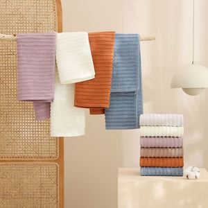 Serviette de bain tissée de couleur unie claire, douce, absorbante, écologique et à séchage rapide, 100% coton, adaptée à un usage quotidien - Product Image 2
