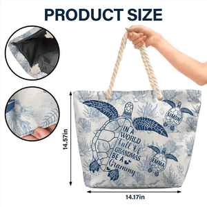 Toile De Jouy World Full of Grandmas-Bolso de mano Vintage <span class=keywords><strong>personalizado</strong></span> Turtle Beach para ella, <span class=keywords><strong>regalo</strong></span> <span class=keywords><strong>personalizado</strong></span> para <span class=keywords><strong>abuela</strong></span> - Product Image 6