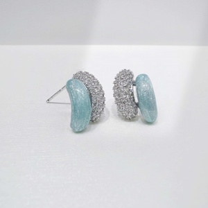 Custom plata 925 sterling silver Geometric Hip Hop <b>Cuff</b> <b>Earring</b> Resin colored western gold plated Minimalist fashion <b>earrings</b> - Product Image 4