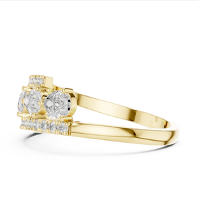 Bague de contournement en or massif 14 carats de style unique avec diamant taille poire pour les propositions de fiançailles modernes de l'Inde - Product Image 2