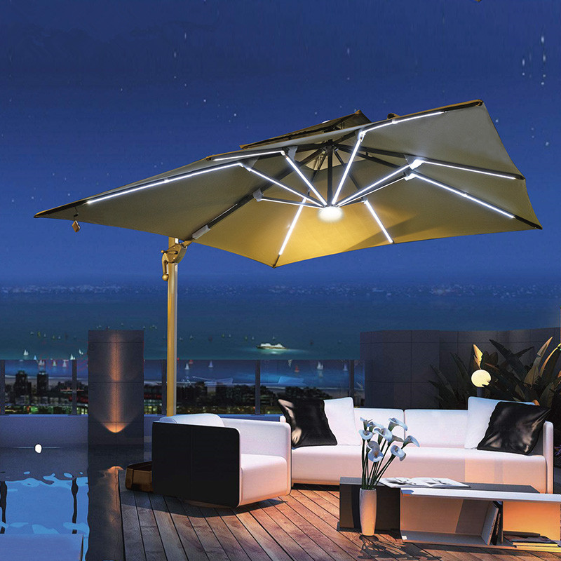 Best Selling Beach Patio Tuin Paraplu Zonnepaneel Parasol Solar Power Outdoor Led Solar Paraplu