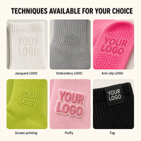 Chaussettes de yoga antidérapantes, chaussettes de Pilates antidérapantes, logo personnalisé, coton pour femmes
