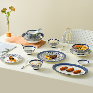 Sáng Tạo phong cách Châu Âu Bộ đồ ăn 28 đầu đặt xương Trung Quốc charred-kenoli bát gốm đĩa súp muỗng thức ăn phương Tây ăn uống tại nhà - Product Image 3