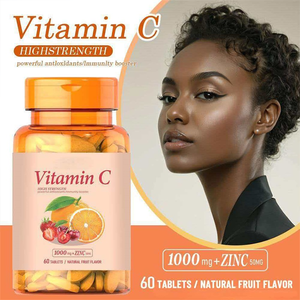 Tabletas de Vitamina C y Zinc 1000mg 60 Unidades, Nutriente Herbal que Apoya la Inmunidad, Bienestar Físico, Cuidado Diario - Product Image 1