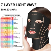 Appareil de masque facial LED Photon NQK ABS portable, masque de beauté pour le visage, spectre lumineux 7 couleurs, 309 perles LED, garantie 1 an, OEM ODM