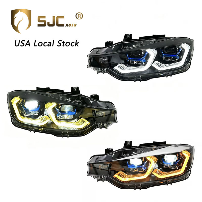 Sjc V3 Tri-Color LED Headlight Assembly For BMW 3 Series F30 / F35 2013-2015 Yellow White Amber DRL