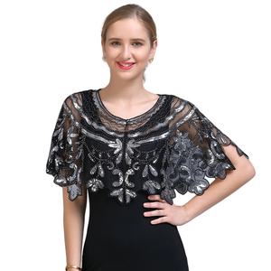Chal de malla bordado Vintage 1920s para mujer, <span class=keywords><strong>Bolero</strong></span> de lentejuelas con cuentas, capa de noche, cubierta de <span class=keywords><strong>fiesta</strong></span> de Gran Gatsby para vestido - Product Image 1