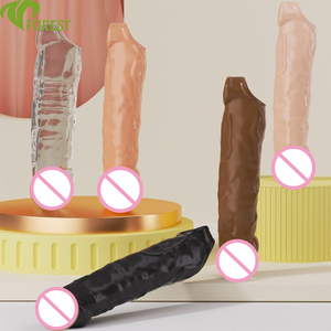 Erkekler İçin Yeniden Kullanılabilir Yumuşak Silikon Uzatıcı Prezervatif Gerçekçi Yetişkin Seks Oyuncağı Silikon Malzeme Kılıf Geciktirici Prezervatif - Product Image 1