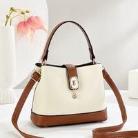 Sac seau en cuir PU pour femme, petit sac à main souple, bandoulière unique, sac fourre-tout, détails de couture, usage quotidien