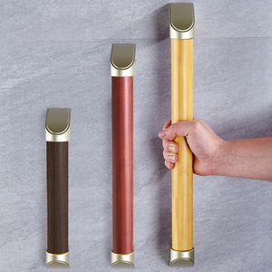 Barras de apoyo de madera maciza montadas en la pared, antideslizantes, capacidad de 300 lb, diseño moderno, pasamanos de seguridad para baño para personas mayores - Product Image 1