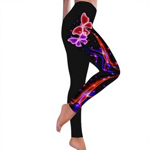 Womens High Waist Butterfly Print Yoga Leggings Full Length <b>Stretch</b> Pants Workout Tights - Product Image 3