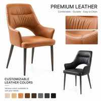 Moderner Luxus-Leder-Esszimmerstuhl Gepolsterter Armlehnstuhl mit Metallbeinen Individuelle Farbe OEM-Möbelhersteller