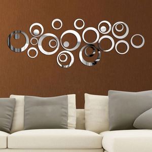 24 pegatinas de pared 3D con diseño de círculos de espejo para decoración de TV, dormitorio, puerta, congelador, pegatinas removibles de acrílico, decoración de pared. - Product Image 6