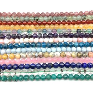 Chaîne de perles <span class=keywords><strong>en</strong></span> pierre naturelle 4 <span class=keywords><strong>mm</strong></span> -14mm cristaux ronds adaptés aux fournitures de fabrication de bijoux à bricoler soi-même - Product Image 2