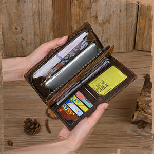 AndoBag Genuine Cow Leather <b>Retro</b> Long Wallets for Men Business Card Holder Large Capacity Man Clutch Purse Wallet <b>Phone</b> Bag1412 - Product Image 5