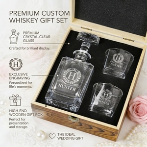 Decantador de Whisky de Vidrio Personalizado Sin Plomo, Juego de 2 Vasos, Recuerdos de Cazador, Logotipo Personalizado, <span class=keywords><strong>Regalos</strong></span> de <span class=keywords><strong>Boda</strong></span> <span class=keywords><strong>para</strong></span> Parejas, <span class=keywords><strong>para</strong></span> <span class=keywords><strong>Hombre</strong></span> - Product Image 2