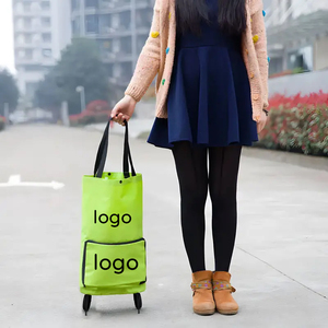 Sac de courses pliable à deux compartiments avec fermeture éclair et roulettes, chariot de courses - Product Image 6