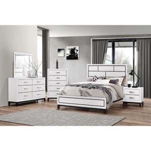 Contemporary 2 <b>Drawer</b> Nightstand White Finish Metal Handles Bedroom <b>Storage</b> Furniture - Product Image 5