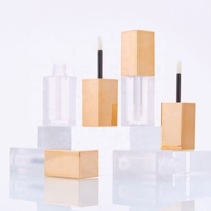 Luxury 5ml Gold Lip <b>Gloss</b> Tube Silver Square Lip <b>Gloss</b> Bottle Transparent Frosted Empty Lip <b>Gloss</b> Container with Thin Brush - Product Image 2