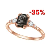 OL1023 ювелирные изделия из стерлингового серебра 925 пробы с основным камнем изумрудной огранки, черный рутилированный кварц, женское позолоченное красочное кольцо
