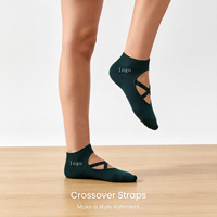 Chaussettes en coton biologique personnalisées en gros, antidérapantes, à brides, construction sans couture, chaussettes de yoga et de Pilates pour la cheville