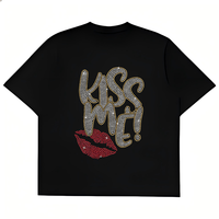 Vente chaude : Motif thermocollant personnalisé Bling Kiss en strass pour T-shirts