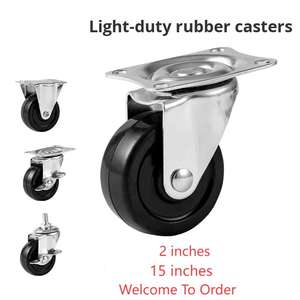 Schwarzes 1,5 2 Zoll Universal <span class=keywords><strong>Caster</strong></span> Weich gummi rad mit Edelstahls cheibe für Möbel lager Kleine Rad schraube - Product Image 6