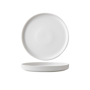Plato de cerámica con rayas blancas, ideal para Instagram, plato minimalista de 8 pulgadas para bistec, pastel, fruta, postre, ensalada, cena estilo occidental - Product Image 5