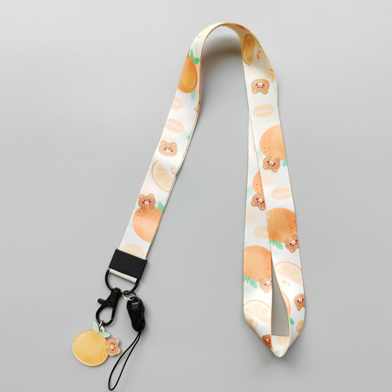 Phone Card Holder Anti-Lost Accessories Lanyards Fashion Fruit Lemon Avocado Flower Design Lanyards Portable Satin Lanyards Image 5