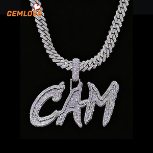 Pendentif Hip Hop personnalisé en or massif 18 carats avec lettre et diamant de laboratoire CAM, ajouré, pour ensemble de bijoux chaîne tennis - Product Image 2