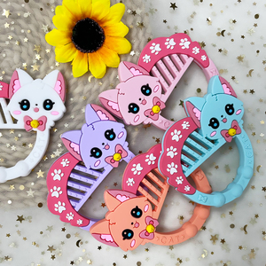 New phong cách phim hoạt hình mèo cấp thực phẩm Silicone bé Teether núm vú mọc răng Stick cho <span class=keywords><strong>2</strong></span>-4 năm tuổi - Product Image 3
