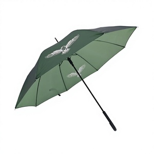 Parapluie droit manuel vert foncé personnalisé avec motif <span class=keywords><strong>Aigle</strong></span>, résistant au vent, avec poignée en J noire, idéal pour la publicité - Product Image 5