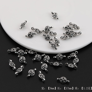 Vintage Flower Shape Double Hole Pendant Tibetan <b>Silver</b> DIY Jewelry Charm Unisex for <b>Bracelet</b> Necklace Accessories - Product Image 5
