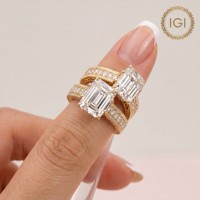 Smaragdschliff Labor-Diamant Verlobungsring 18K Gelbgold Vintage Milgrain-Fassung IGI-Zertifiziert DEF-Farbe Maßgefertigt Fein