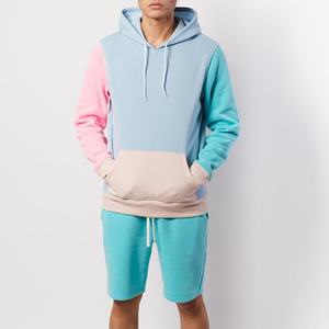 Vente en gros de sweats à capuche personnalisés avec logo, patchwork, multicolores, pour hommes - Product Image 4