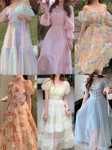 2025 blanc femmes Style français Niche Design sens Chic Maxi jupe taille élastique uni teint en mousseline de soie décontracté robe d'été avant - Product Image 6