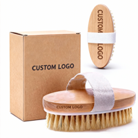 Brosse corporelle en bois personnalisable avec logo, poils de sanglier, pour peaux sèches, massage lymphatique, anti-cellulite, drainage sous la douche, exfoliation SPA