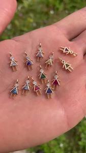 18K chapado en oro CZ Pave bebé piedra natal niños 12 meses niñas niños dijes colgante collar de cadena - Product Image 6