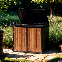 Boîte de rangement pour poubelle à roulettes Armoires de poubelles extérieures étanches Couvercle de poubelle en métal avec serrures Hangar de poubelle de jardin durable