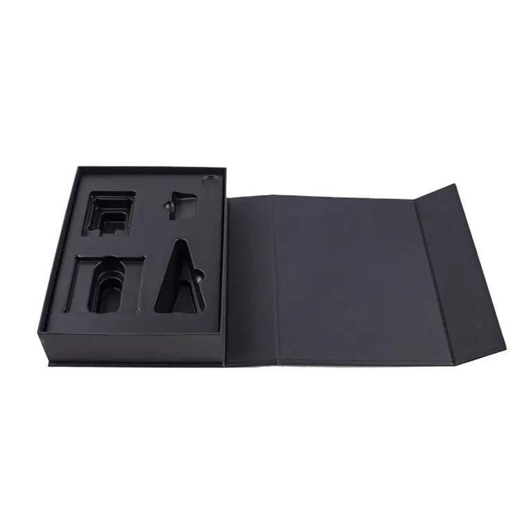 Caixa de papel rígida em forma de livro luxuoso com alça para embalagem caixas de presente magnéticas com inserção de espuma EVA