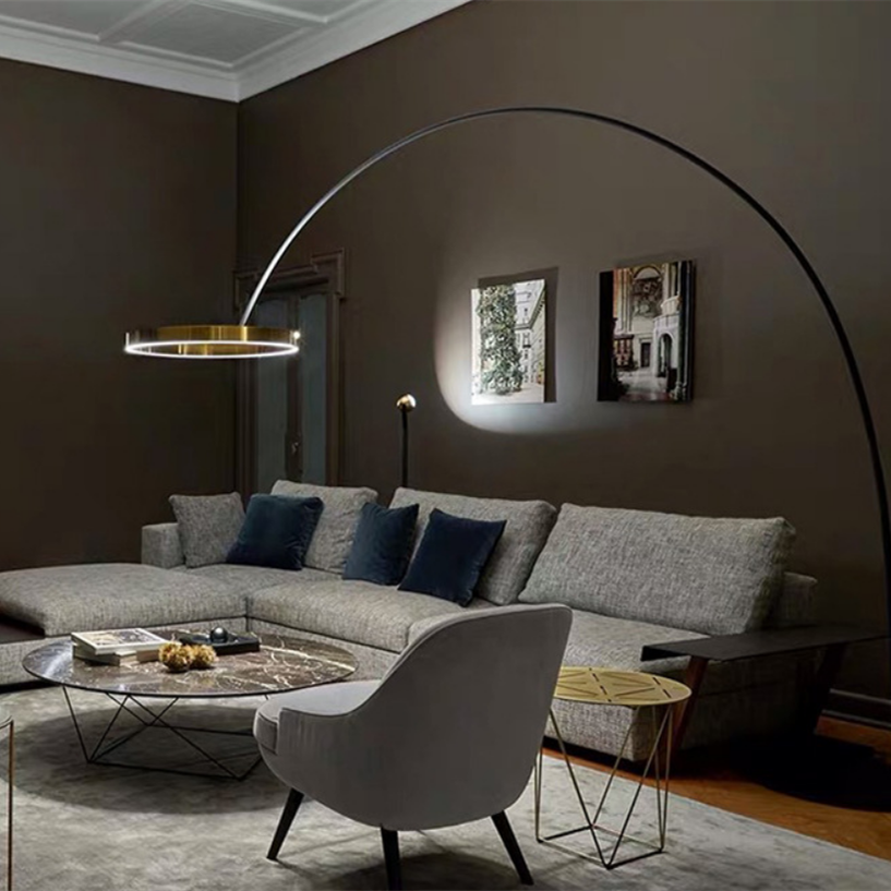 JYLIGHTING, Европейский стоячий светильник, современный стиль, металлический материал, высокий черный цвет, стенд, светодиодная кольцевая Напольная Лампа для спальни