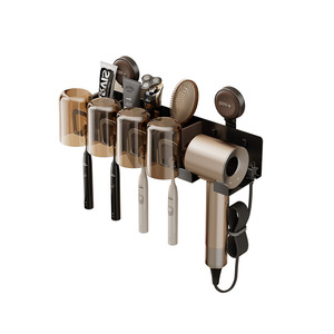 Soporte para Secador de Pelo con Montaje por Succión, Estante de Almacenamiento para Baño con Organizador para Cepillo y Pasta de Dientes, Negro Mate Rectangular - Product Image 2