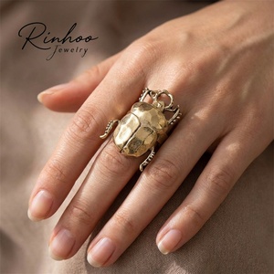 Bague <span class=keywords><strong>vintage</strong></span> en métal Cigale <span class=keywords><strong>Coccinelle</strong></span> pour Femme et Homme, design créatif insecte, bague ouverte, bijoux de mode, <span class=keywords><strong>accessoires</strong></span> de fête - Product Image 1