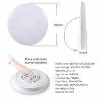 Plafonnier intelligent Matter pour TV, compatible HomeKit Google Alexa, LED RGBCW à intensité variable 24W 32W, contrôle vocal direct et télécommande via application