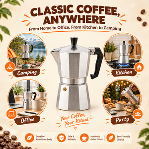 Caffettiera Moka in Alluminio dal Design Classico Italiano con Valvola, Capacità 50ml, Coperchio Ecologico, Design Moderno per Tutti i Tipi di Fornelli - Product Image 4